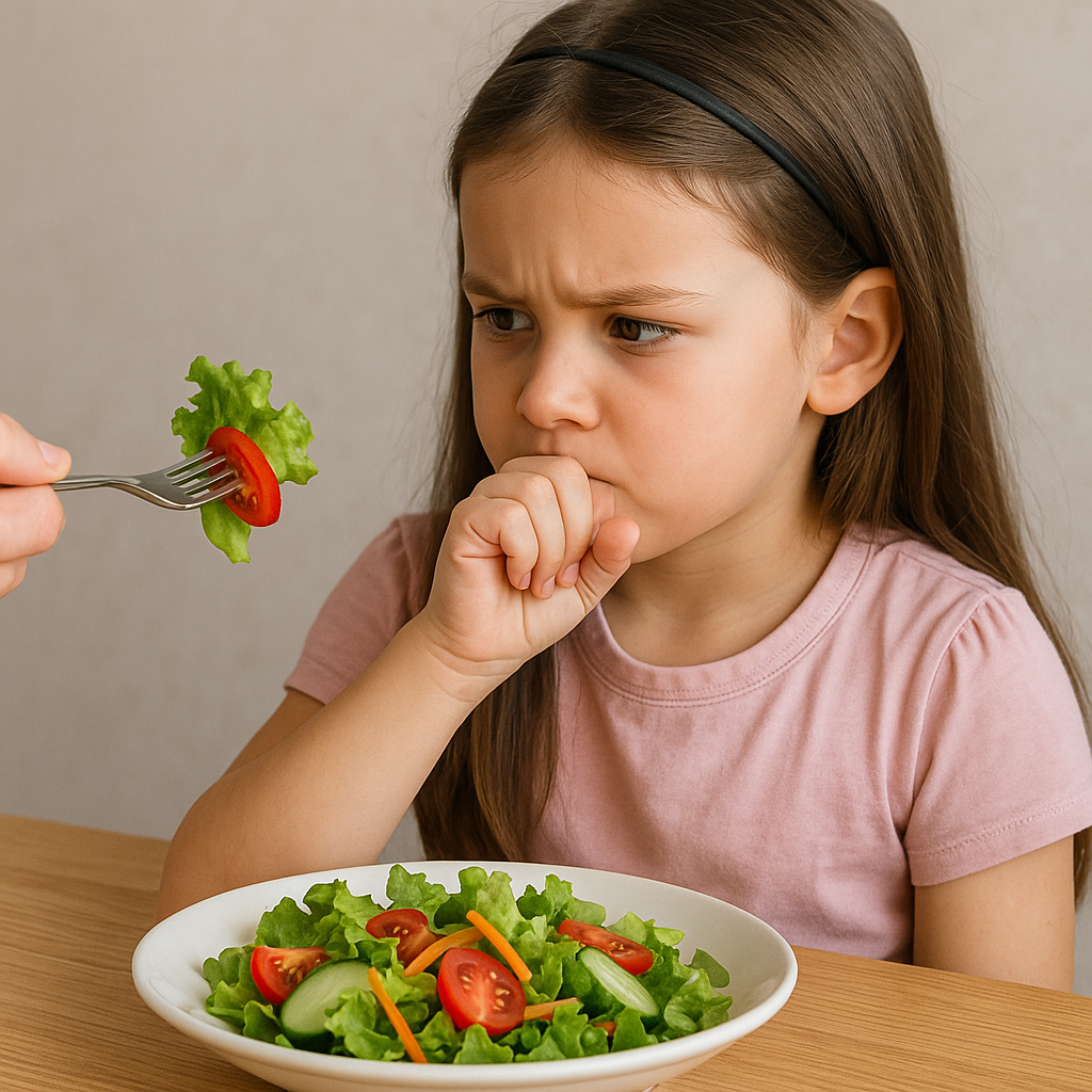 Criança recusando comida
